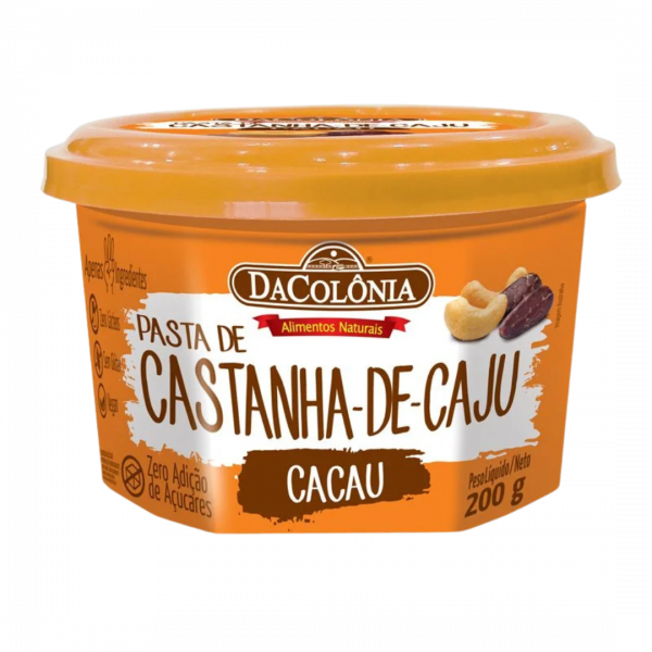 Pasta de castanha de caju cacau 200g Da Colônia - Mercado do Brasil