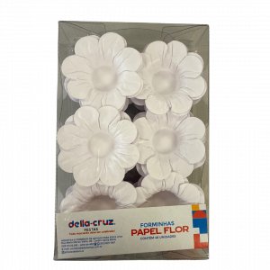 Forminhas en Papier Fleur Blanche – 48 unités pour une présentation raffinée, élégante et intemporelle