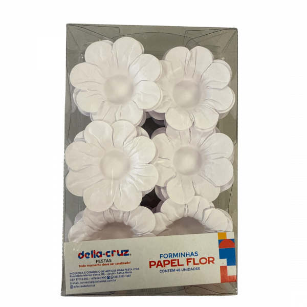 Forminhas en Papier Fleur Blanche – 48 unités pour une présentation raffinée, élégante et intemporelle