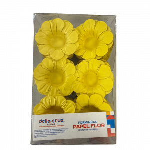 Forminhas en Papier en Forme de Fleur Jaune – 48 unités pour une table de fête éclatante et élégante