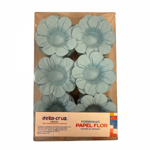 Forminhas en Papier Fleur Bleu Clair – 48 unités pour une présentation douce, élégante et raffinée