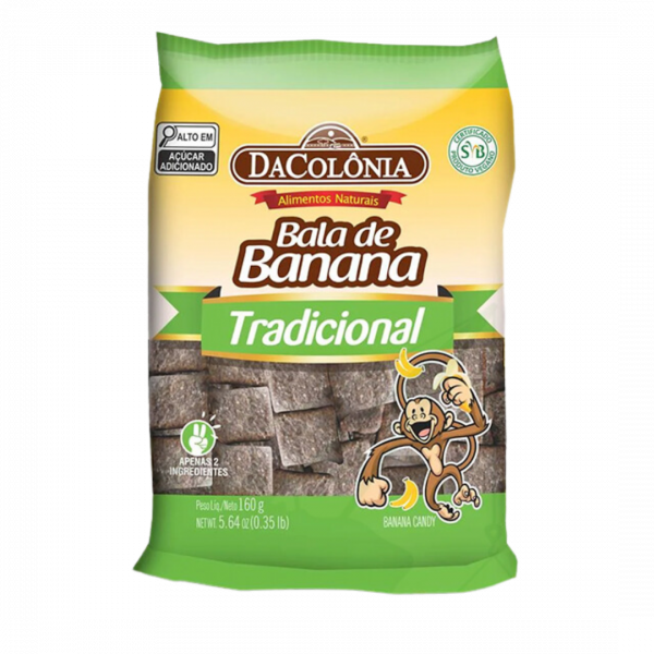 Bala de Banana Tradicional 160g Da Colônia - Mercado do Brasil