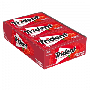 Chiclete Trident Morango 168g – Fraîcheur fruitée au goût de fraise, sans sucre et en format économique
