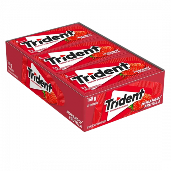 Chiclete Trident Morango 168g – Fraîcheur fruitée au goût de fraise, sans sucre et en format économique