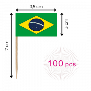 100 Cure-dents Décoratifs Drapeau du Brésil - Mercado do Brasil
