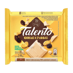 Chocolat Blanc Talento céréales et raisins 85g - Mercado do Brasil
